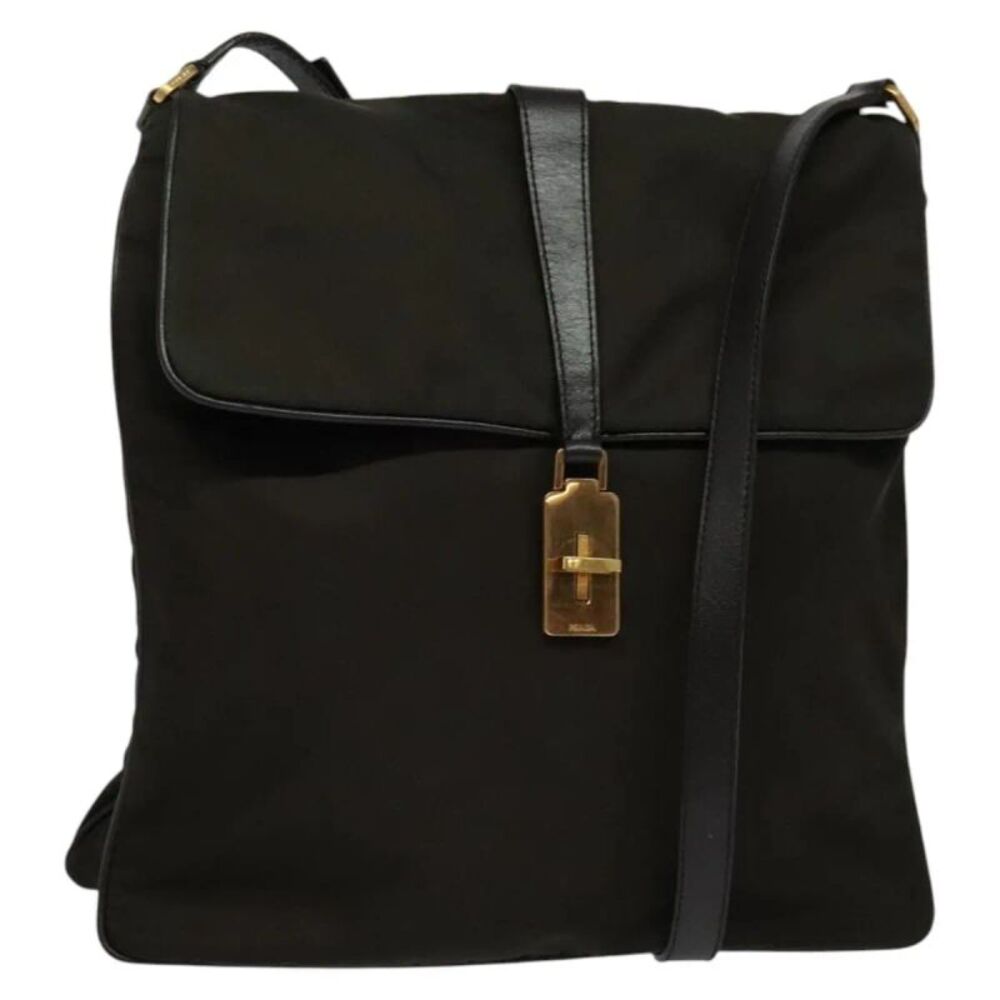 Prada Vintage Flap Messenger Tessuto Khaki Nylon Shoulder Bag Bag